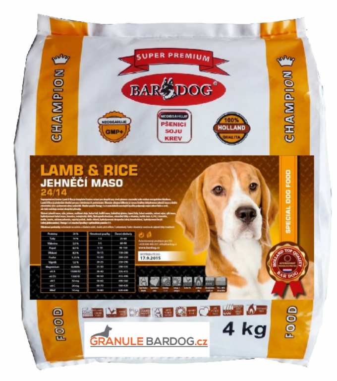 Bardog Super prémiové granule Lamb rice