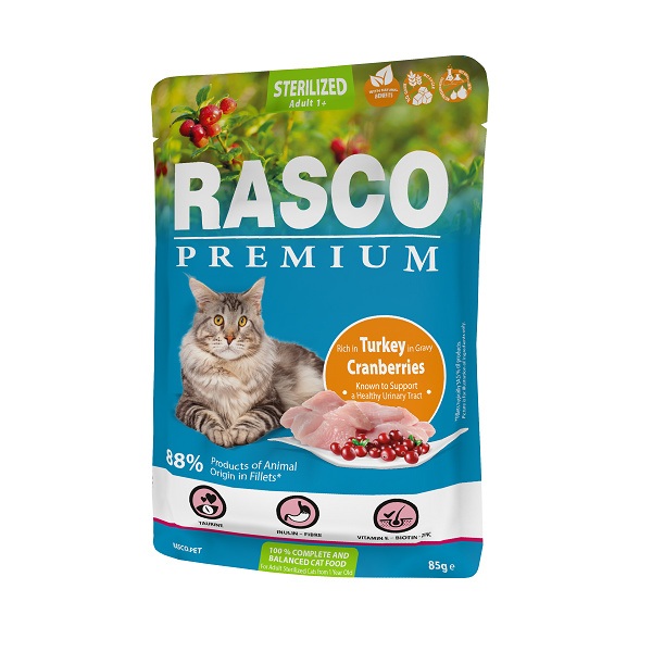 Kapsička Rasco Premium Cat Adult Sterilized Turkey in
