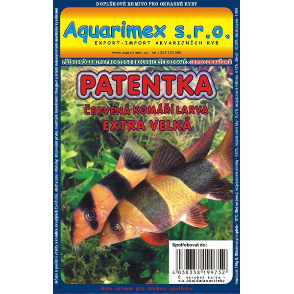 Červená komáří larva (Patentka)