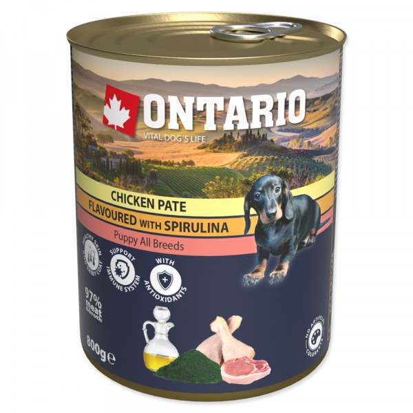 Konzerva Ontario Puppy Chicken Pate flavoured with