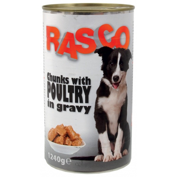 Konzerva Rasco Dog drůbeží kousky