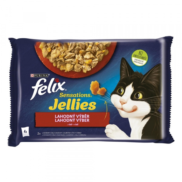 Felix Sensations Jellies Multipack s hovězím a
