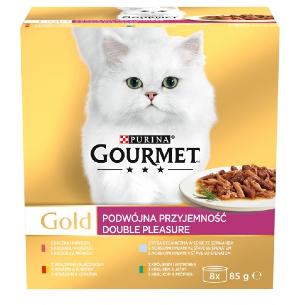 Gourmet Gold Multipack hovězí s kuřetem/králík s játry/mořské