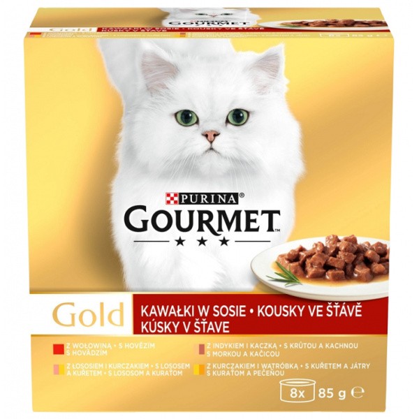 Gourmet Gold Multipack hovězí/krůta s kachnou/losos s kuřetem/kuře